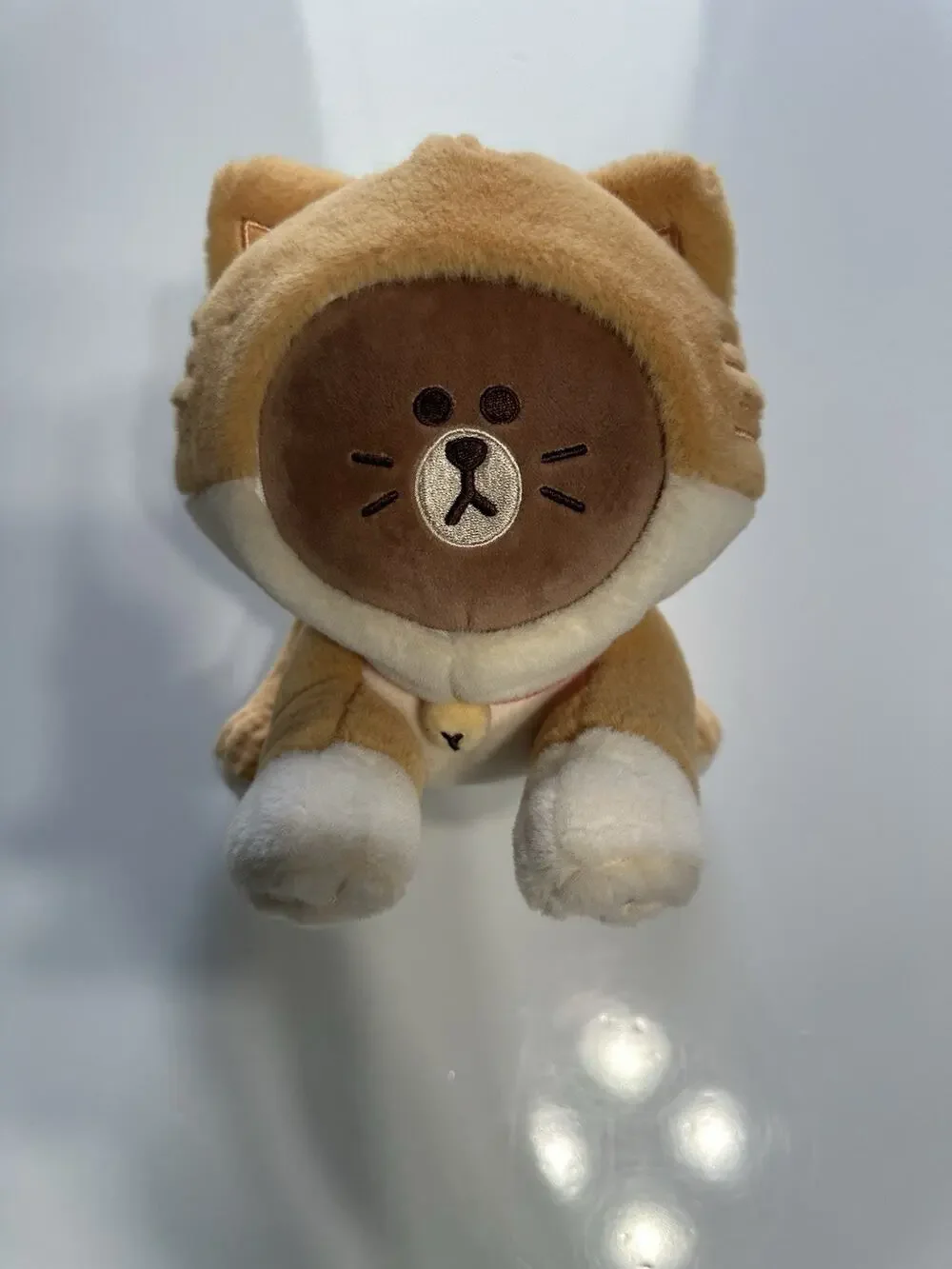 Brown Bear Cat Costume Plush Tan Hood Whiskers Kawaii Stuffed Toy